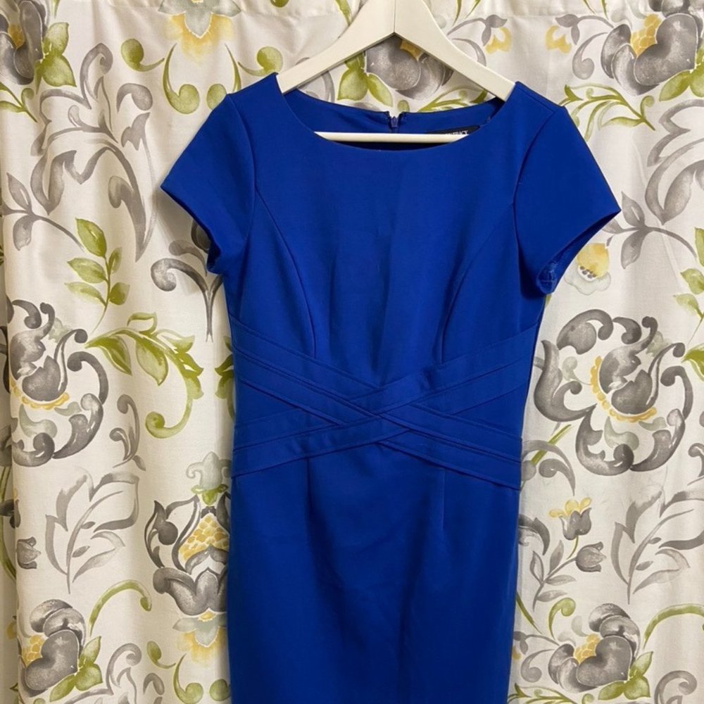 Ellen Tracy Blue Womens Ponte Knit Criss-Cr